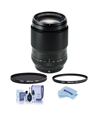 Fujifilm Xf 90mm f/2 R Lm Wr Lens, Bundle with Hoya 62mm Uv+Cpl Filter Kit, Cleaning Kit, Cleaning Cloth