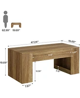 Tribesigns 47" Farmhouse Coffee Table with Storage, Rectangular Wooden Center Table with Sturdy Base Cocktail Tea Furniture for Living Room (Rustic Br