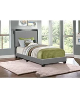 Solid Wood Twin Upholstered Faux Leather Bed Frame