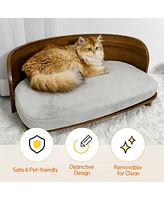 Bingopaw Wooden Elevated Cat&Dog Bed Stool With Pad for Indoor Pets