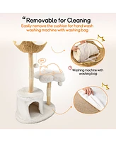 Bingopaw Solid Wood Cat Tree Tower for Indoor Cats With Soft Cushions