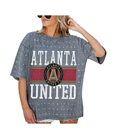 Gameday Couture Women's Gray Atlanta United Fc Oversized Mini Rhinestone Classic T-Shirt