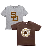 Soft As A Grape Toddler 2-Pack Brown/Gray San Diego Padres Cooperstown Collection T-Shirt Set