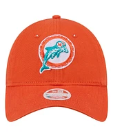 New Era Women's Orange Miami Dolphins Throwback Main Core Classic 2.0 9TWENTY Adjustable Hat