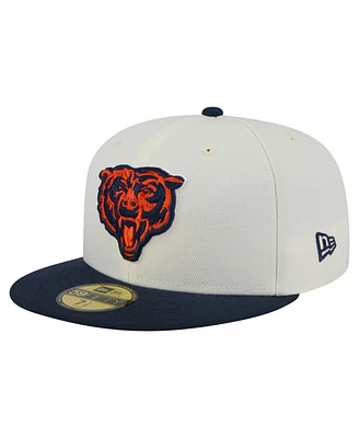 New Era Men's White/Navy Chicago Bears Main 59FIFTY Fitted Hat
