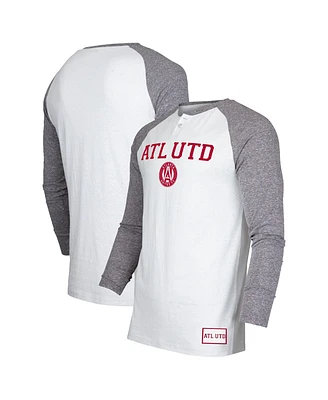 Concepts Sport Men's White/Charcoal Atlanta United Fc Concord Henley Raglan Long Sleeve T-Shirt