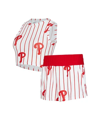 Concepts Sport Women's White Philadelphia Phillies Pinstripe Record Tank and Short Set