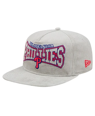New Era Men's Gray Philadelphia Phillies Corduroy Golfer Snapback Hat