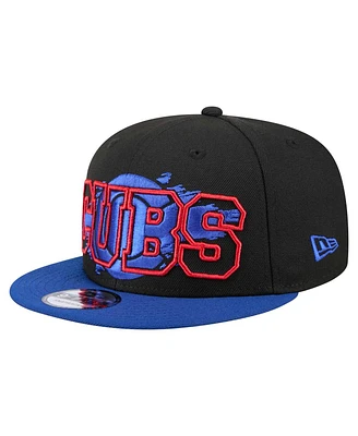 New Era Men's Black Chicago Cubs Splatter 9FIFTY Snapback Hat