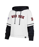 '47 Brand Women's White Boston Red Sox Trifecta Shortstop Cropped Pullover Hoodie