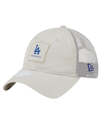 New Era Women's Light Beige Los Angeles Dodgers Square Stitch 9TWENTY Adjustable Hat