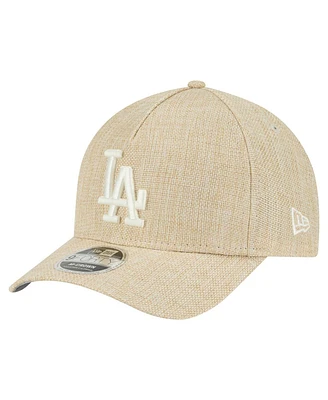 New Era Men's Beige Los Angeles Dodgers Cotton Weave M-Crown A-Frame 9FORTY Adjustable Hat