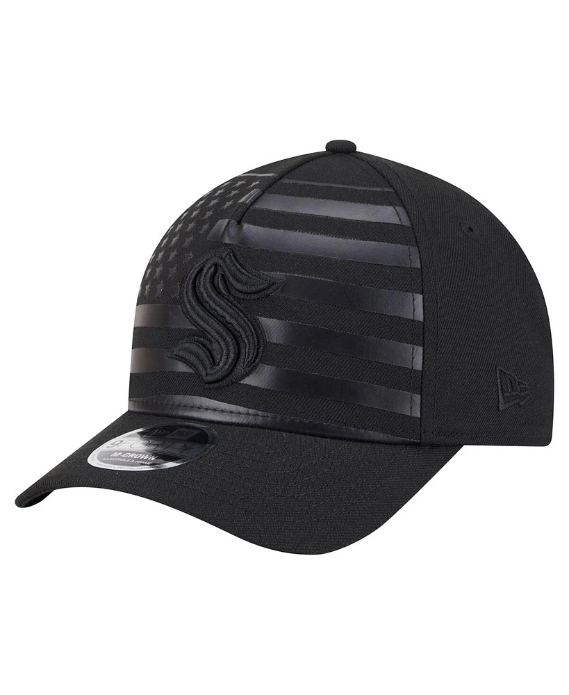 New Era Men's Black Seattle Kraken Game Day Stealth Flag 9FORTY A-Frame Adjustable Hat