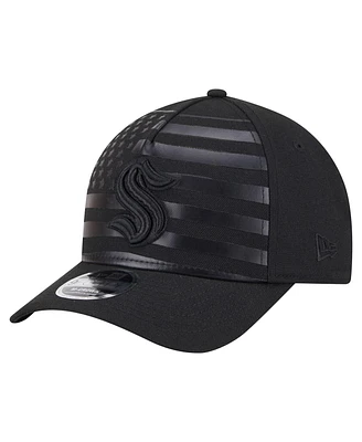 New Era Men's Black Seattle Kraken Game Day Stealth Flag 9FORTY A-Frame Adjustable Hat