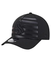 New Era Men's Black Seattle Kraken Game Day Stealth Flag 9FORTY A-Frame Adjustable Hat