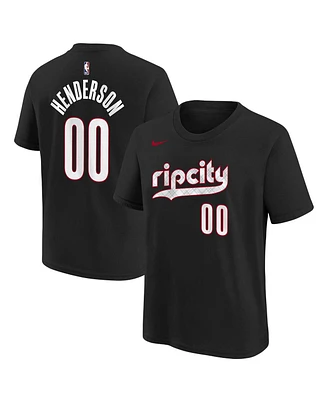 Nike Big Boys and Girls Scoot Henderson Black Portland Trail Blazers 2024/25 City Edition Name Number T-Shirt