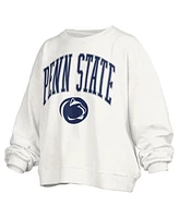Pressbox Women's White Penn State Nittany Lions Janise Arch Over Logo Waist Length Oversized Pullover Sweatshirt