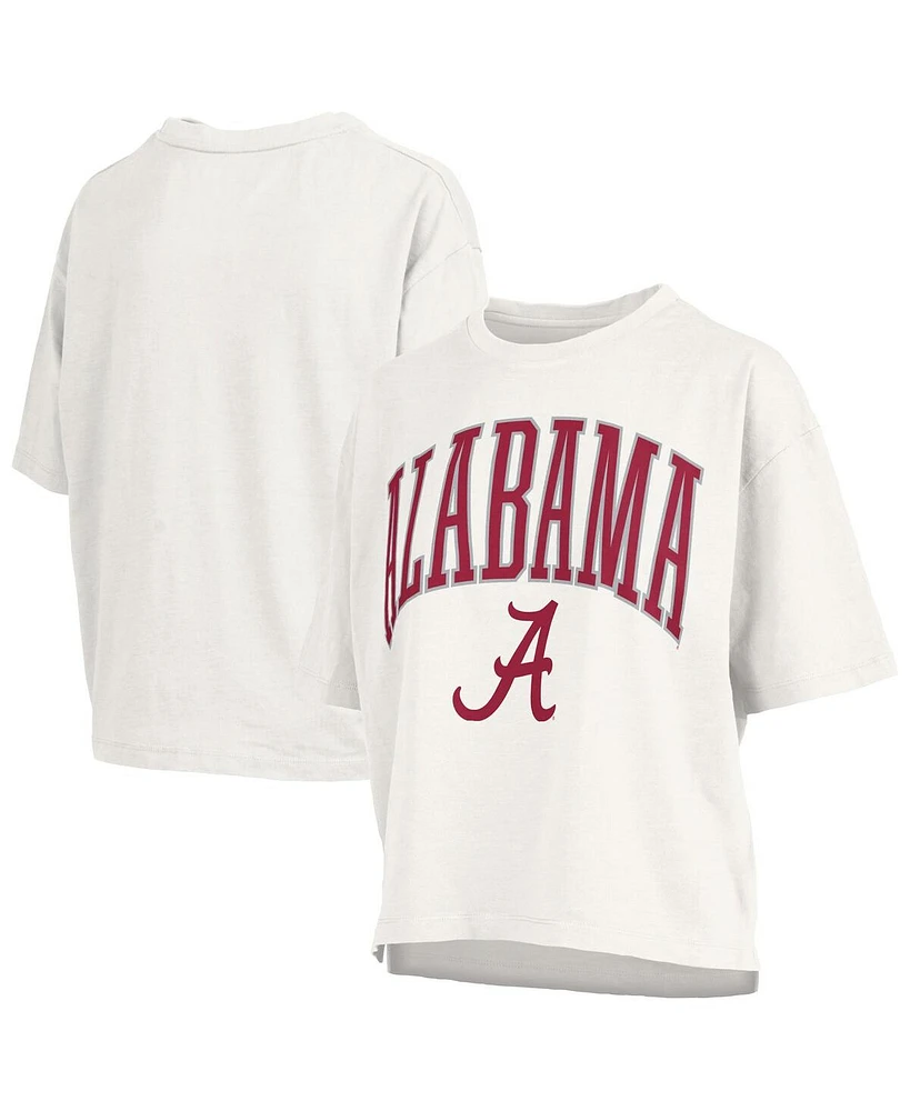 Pressbox Women's White Alabama Crimson Tide Nelson Arch Over Logo Waist Length Oversized Slub T-Shirt