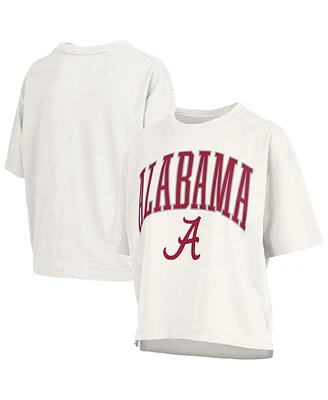 Pressbox Women's White Alabama Crimson Tide Nelson Arch Over Logo Waist Length Oversized Slub T-Shirt