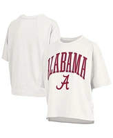 Pressbox Women's White Alabama Crimson Tide Nelson Arch Over Logo Waist Length Oversized Slub T-Shirt