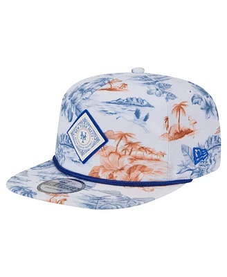 New Era Men's White New York Mets Printed Island Golfer Snapback Hat