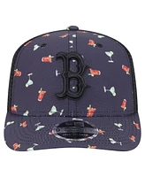 New Era Men's Black Boston Red Sox Adventure Drinks Pattern 9SEVENTY Stretch-Snap Hat