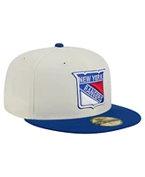 New Era Men's White York Rangers Chrome Two-Toned 59FIFTY Fitted Hat