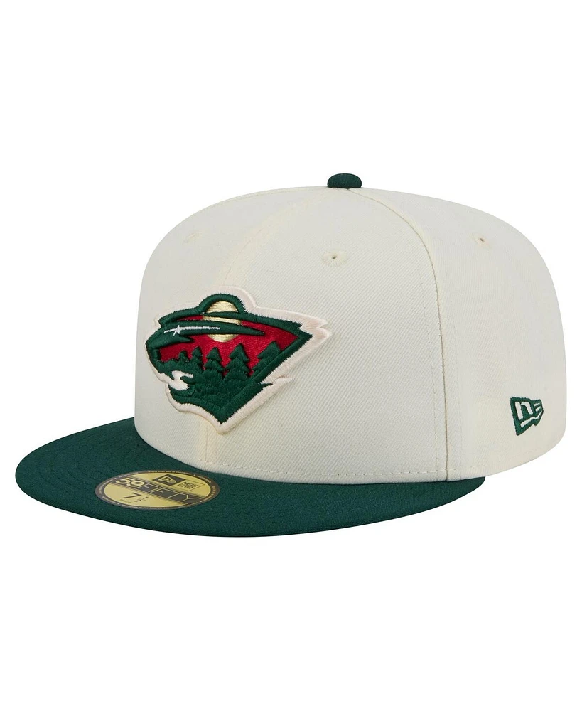 New Era Men's White Minnesota Wild Chrome Two-Toned 59FIFTY Fitted Hat