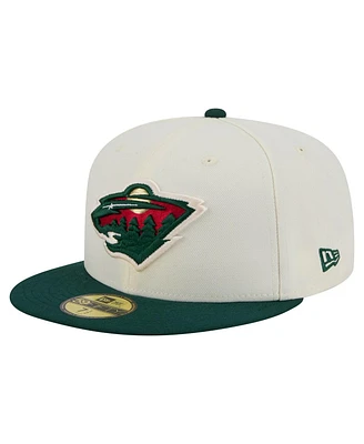 New Era Men's White Minnesota Wild Chrome Two-Toned 59FIFTY Fitted Hat