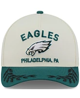 New Era Men's Cream/Midnight Green Philadelphia Eagles 2025 Nfl Draft 9FORTY A-Frame M-Crown Adjustable Hat