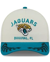 New Era Men's Cream/Teal Jacksonville Jaguars 2025 Nfl Draft 9FORTY A-Frame M-Crown Adjustable Hat