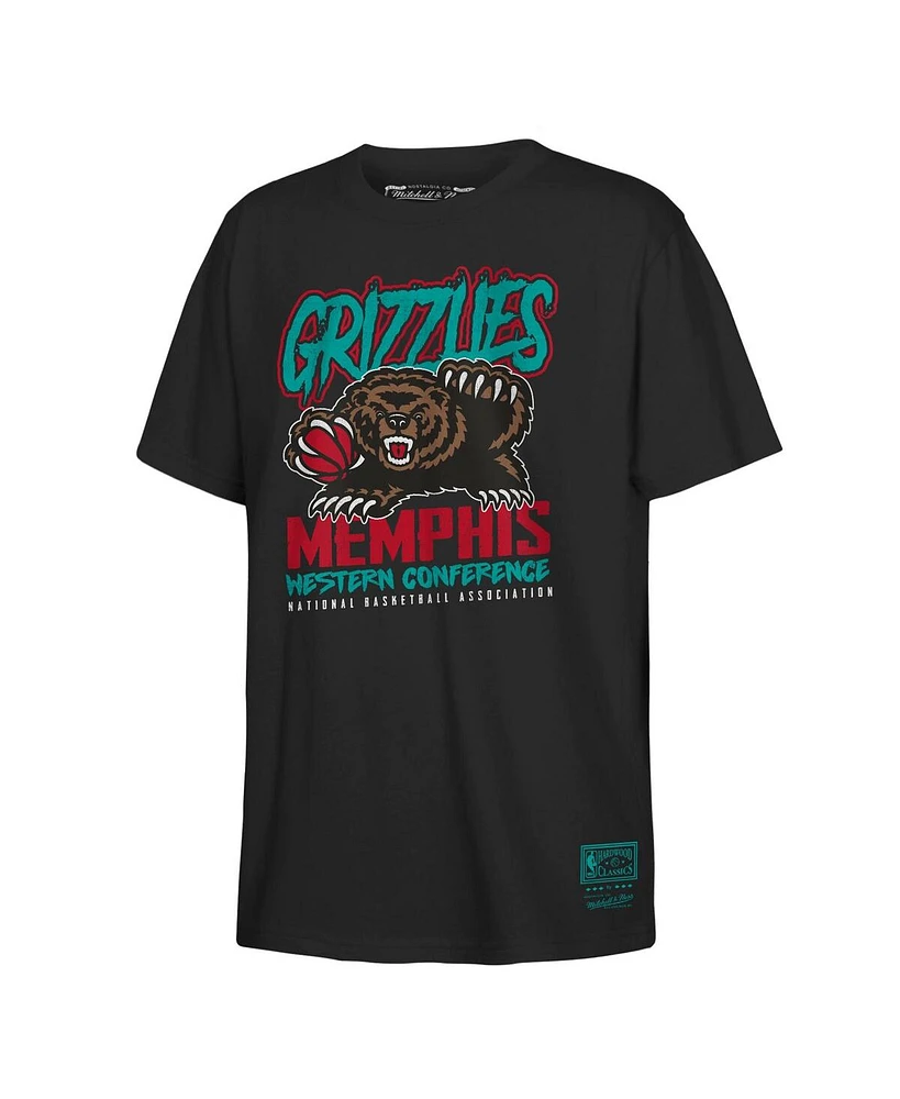 Mitchell & Ness Big Boys and Girls Black Memphis Grizzlies Retro Mascot Script T-Shirt