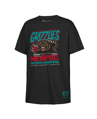 Mitchell & Ness Big Boys and Girls Black Memphis Grizzlies Retro Mascot Script T-Shirt