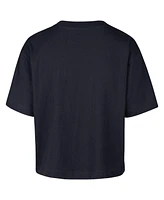 '47 Brand Women's Navy Cleveland Guardians City Connect Shale Drop Shoulder Cropped T-Shirt