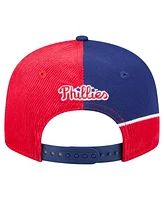 New Era Men's Red/Royal Philadelphia Phillies Retro Split Corduroy Snapback Hat
