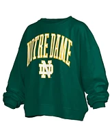 Pressbox Women's Green Notre Dame Fighting Irish Janise Arch Over Logo Waist Length Oversized Pullover Sweatshirt