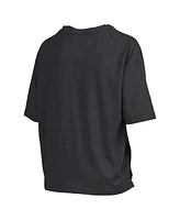 Pressbox Women's Black Army Knights Nelson Arch Over Logo Waist Length Oversized Slub T-Shirt