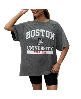 Gameday Couture Women's Grey Boston University Oversized Snow Wash T-Shirt