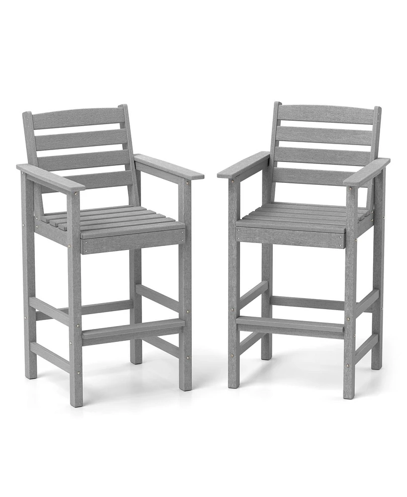 Patio Hdpe Adirondack Bar Chairs Set of 2 with Wide Armrests