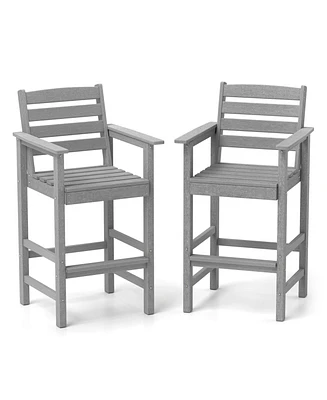 Patio Hdpe Adirondack Bar Chairs Set of 2 with Wide Armrests