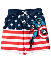 Avengers Toddler Boys Captain America Upf 50+ Rash Guard and Swim Trunks Outfit Set