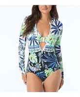 Beach House Sport Women's Sculpt Long Sleeve Zip Front One Piece Swimsuit