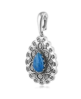 Sterling Silver Denim Lapis Pear Pendant Enhancer