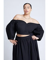 Eloquii Plus Off The Shoulder Sweetheart Neckline Top
