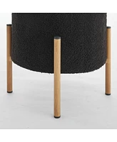 Modern Round Storage Ottoman with Removable Lid and Metal Legs Upholstered Footstool for Living Room Bedroom Entryway No Assembly Needed-The Pop Home