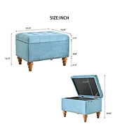 Upholstered Tufted Ottoman with Storage Nailhead Trim Bench Footstool for Living Room Bedroom Entryway Multi Purpose Easy Assembly-The Pop Home