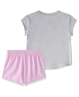 adidas Baby Girls 2-Piece Cap Sleeve Heather T-Shirt and Woven Shorts Set