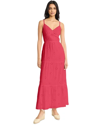 The Good Journey Women's Eyelet Open-Back Maxi Dress