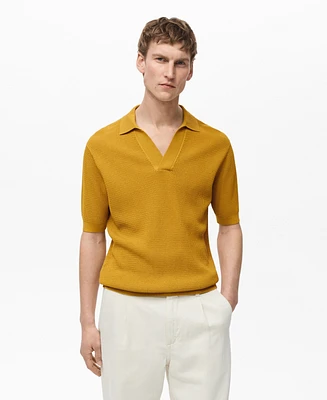 Mango Men's Structured Fine-Knit Polo Shirt