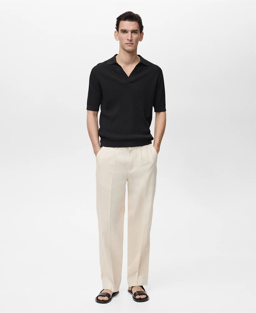 Mango Men's Structured Fine-Knit Polo Shirt